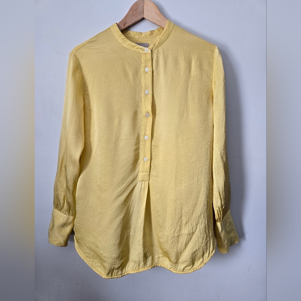 EVERLANE Textured Viscose Yellow Shirt